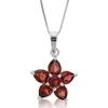 VIR JEWELS 1.60 CTTW GARNET PENDANT NECKLACE .925 STERLING SILVER WITH RHODIUM 5X4 MM PEAR