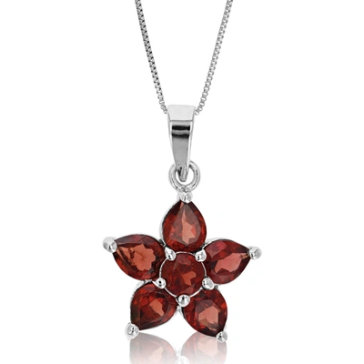 Vir Jewels 1.60 Cttw Pendant Necklace, Garnet Pear Shape Pendant Necklace For Women In .925 Sterling Silver Wit In Grey