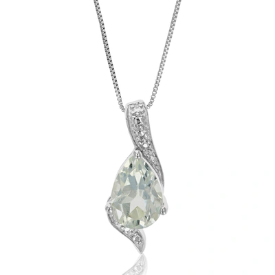 Vir Jewels 1.10 Cttw Green Amethyst Pendant Necklace .925 Sterling Silver 9x6 Mm Pear In Grey