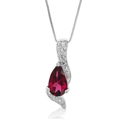 Vir Jewels 0.90 Cttw Garnet Pendant Necklace .925 Sterling Silver With Rhodium 8x6 Mm Pear In Grey