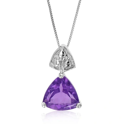 Vir Jewels 0.60 Cttw Purple Amethyst Pendant Necklace .925 Sterling Silver 7 Mm Trillion