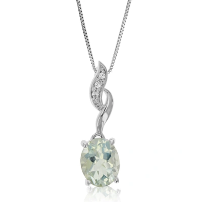 Vir Jewels 1.60 Cttw Green Amethyst Pendant Necklace .925 Sterling Silver 10x8 Mm Oval In Grey