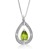VIR JEWELS 0.67 CTTW PERIDOT AND DIAMOND PENDANT NECKLACE .925 STERLING SILVER 8X5 MM PEAR