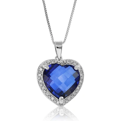 Vir Jewels 5.50 Cttw Created Sapphire Pendant Necklace Brass Plating 14 Mm Heart With Chain In Grey