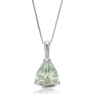 Vir Jewels 1.40 Cttw Green Amethyst Pendant Necklace .925 Sterling Silver 9 Mm Trillion In Grey