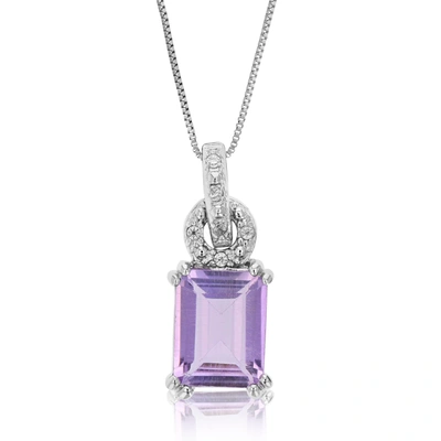 Vir Jewels 1.60 Cttw Purple Amethyst Pendant Necklace .925 Sterling Silver 9x7 Mm Emerald In Grey