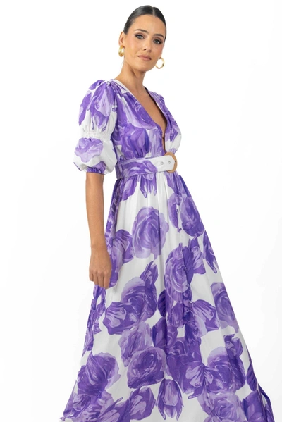 Akalia Verona Maxi Women's Floral Dress Lilac In Purple