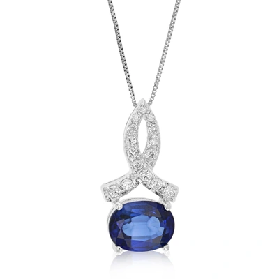 Vir Jewels 1.75 Cttw Created Sapphire Pendant Necklace .925 Sterling Silver 9x7 Mm Oval