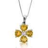 VIR JEWELS 1.10 CTTW CITRINE PENDANT NECKLACE .925 STERLING SILVER WITH RHODIUM 5 MM HEART