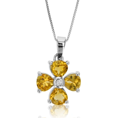 Vir Jewels 1.10 Cttw Citrine Pendant Necklace .925 Sterling Silver With Rhodium 5 Mm Heart In Grey