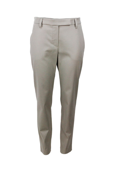 Brunello Cucinelli Cropped Stretched Trousers In Beige