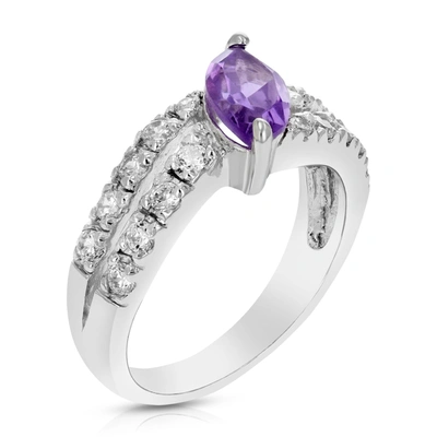 Vir Jewels 3/4 Cttw Purple Amethyst Ring .925 Sterling Silver With Rhodium Marquise 10x5 Mm