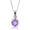 VIR JEWELS 3/4 CTTW PURPLE AMETHYST PENDANT NECKLACE .925 STERLING SILVER 6 MM ROUND