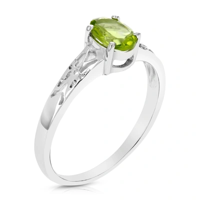 Vir Jewels 0.70 Cttw Peridot Ring .925 Sterling Silver With Rhodium And Filigree Oval Shape