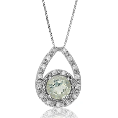Vir Jewels 0.80 Cttw Pendant Necklace, Green Amethyst Pendant Necklace For Women In Brass With Rhodium Plating, In Grey