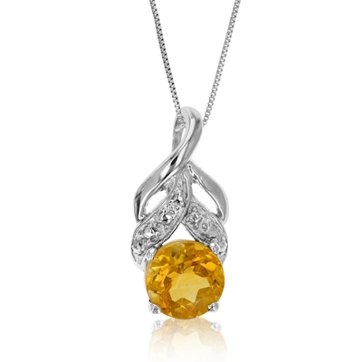 Vir Jewels 3/4 Cttw Pendant Necklace, Citrine Pendant Necklace For Women In .925 Sterling Silver With Rhodium, In Grey