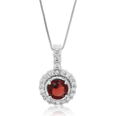 Vir Jewels 1/2 Cttw Pendant Necklace, Garnet Pendant Necklace For Women In .925 Sterling Silver With Rhodium, 1 In Grey