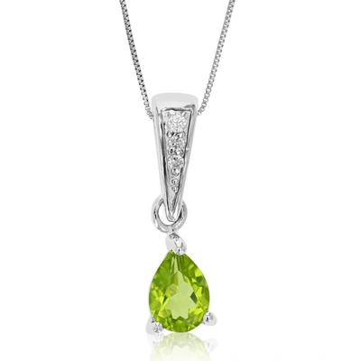 Vir Jewels 1/2 Cttw Pendant Necklace, Peridot Pear Shape Pendant Necklace For Women In .925 Sterling Silver Wit In Grey
