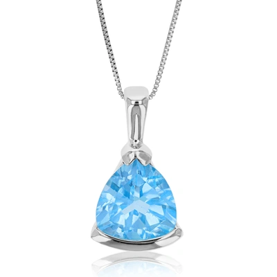 Vir Jewels 0.90 Cttw Swiss Blue Topaz Pendant Necklace .925 Sterling Silver 7 Mm Trillion In Grey