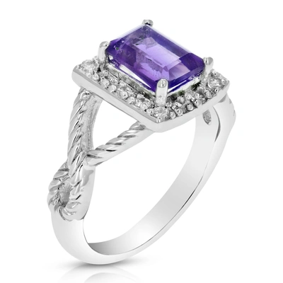Vir Jewels 1/2 Cttw Purple Amethyst Ring .925 Sterling Silver With Rhodium Emerald 7x5 Mm