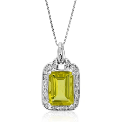 Vir Jewels 6 Cttw Lemon Quartz Pendant Necklace .925 Sterling Silver 14x10 Mm Emerald In Green