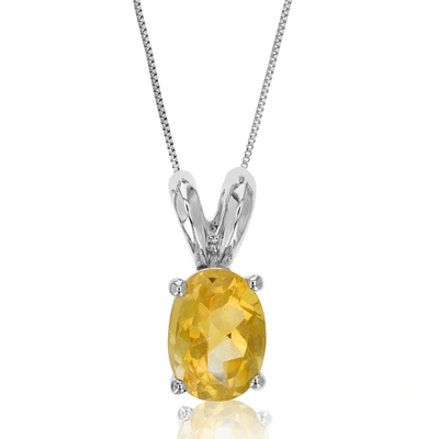 Vir Jewels 1.20 Cttw Pendant Necklace, Citrine Oval Pendant Necklace For Women In .925 Sterling Silver With Rho In Grey