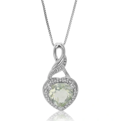 Vir Jewels 1 Cttw Green Amethyst Pendant Necklace .925 Sterling Silver Rhodium 7 Mm Heart In Grey