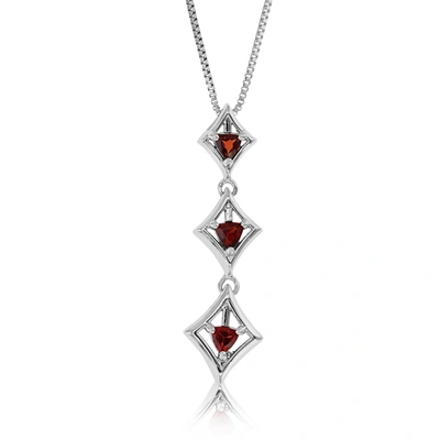 Vir Jewels 2/5 Cttw Garnet Pendant Necklace .925 Sterling Silver With Rhodium 4 Mm Trillion In Grey