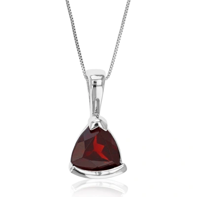 Vir Jewels 0.80 Cttw Garnet Pendant Necklace .925 Sterling Silver 7 Mm Trillion With Chain