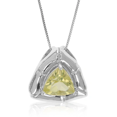 Vir Jewels 1 Cttw Lemon Quartz Pendant Necklace .925 Sterling Silver Rhodium 7 Mm Trillion