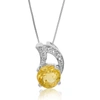 VIR JEWELS 3/4 CTTW CITRINE PENDANT NECKLACE .925 STERLING SILVER WITH RHODIUM 6 MM ROUND