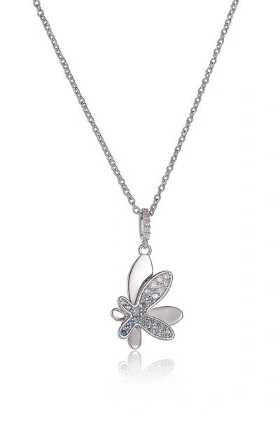 CLASSICHARMS SILVER GRADIENT BLUE PAVÉ DIAMOND BUTTERFLY PENDANT NECKLACE