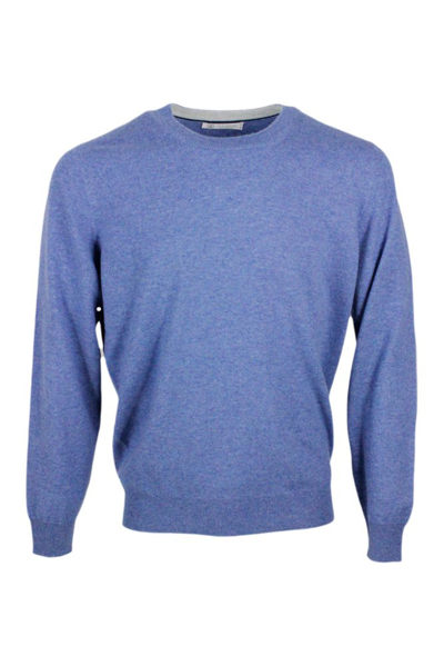 Brunello Cucinelli Crewneck Knitted Pullover In Blue