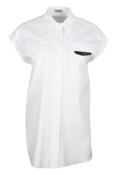 Brunello Cucinelli Short Sleeved Buttoned Shirt In White