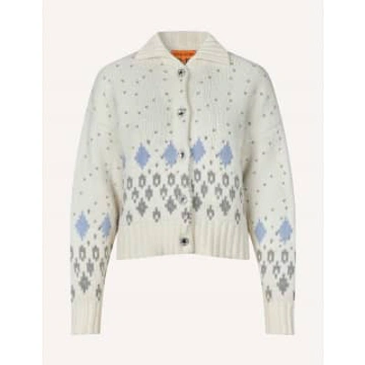 Stine Goya Beaded Fairisle Rylee Cardigan In White