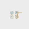CARRE CARRÉ GOLD PLATED EAR STUDS WITH BLUE TOPAZ AND PRASIOLITE
