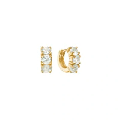 Carre Carré Gold Plated Hoop Earring 1cm With Prasiolite