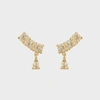 CARRE CARRÉ GOLD PLATED EAR STUDS WITH CHAMPAGNE QUARTZ