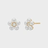 CARRE CARRÉ GOLD PLATED EAR STUDSWITH PRASIOLITE AND PEARL