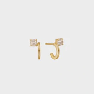 Carre Carré Gold Plated Hoop Earrings With Champagne Quartz