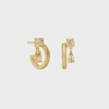 CARRE CARRÉ GOLD PLATED HOOP EARRINGS WITH CHAMPAGNE QUARTZ