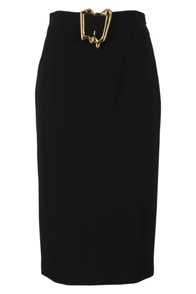 Moschino Buckle-detail Skirt In Nero