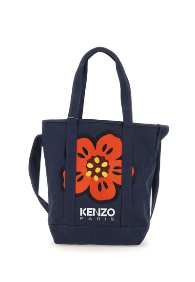 Kenzo Boke Flower Embroidered Tote Bag In Blue