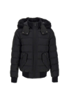 Moose Knuckles Quilted Down Jacket With Fur-trimmed Hood And Front Zipper In Black