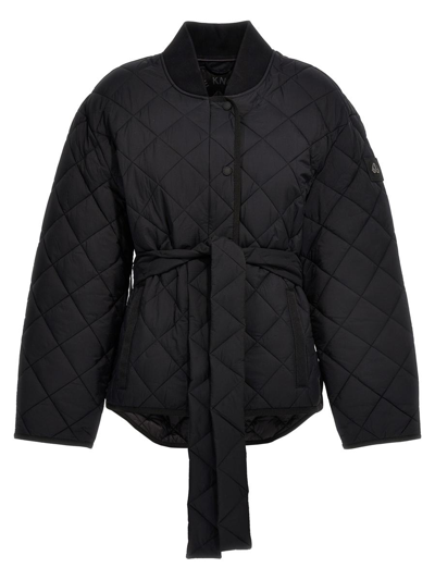 Moose Knuckles Queensway Quilted Jacket With Belt In Black ModeSens