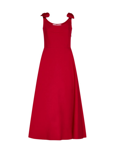 Valentino Bow Detailed Sleeveless Dress In Red