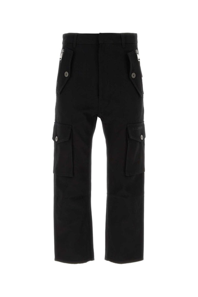 Balmain Cropped Cotton Cargo Trousers In Black