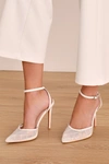 Lulus Louize White Embroidered Ankle-strap Heels In White