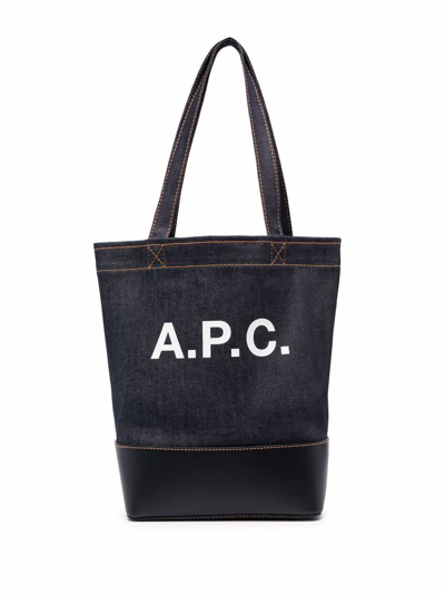 Apc A.p.c. Axel Small Cotton Shopping Bag In Blue