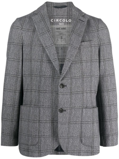 Circolo 1901 Plaid-check Single-breasted Blazer In Blue